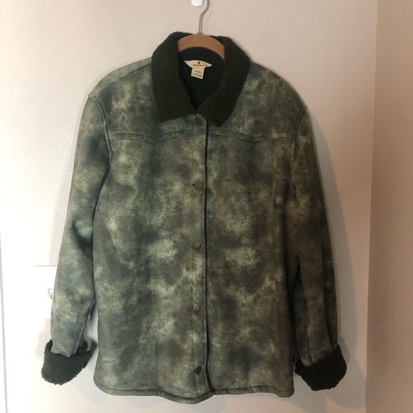 WOOLRICH Green Tie Dye Sherpa Trucker Jacket - Picture 2 of 5